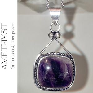 Lovely Natural Amethyst Gemstone Unique Handmade Pendant